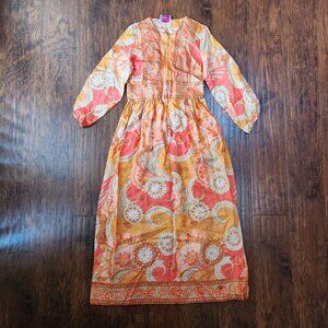 Vintage 1970s era patterned maxi dress